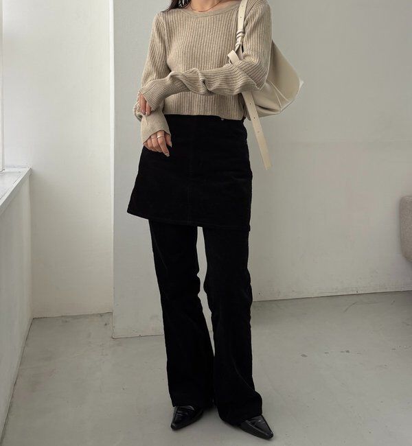  「【新色/オフホワイト】【前後2WAY】カーブスリーブリブニット」|カーディガン|