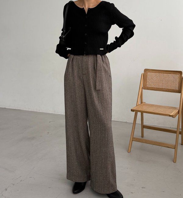  「【新色/オフホワイト】【前後2WAY】カーブスリーブリブニット」|カーディガン|