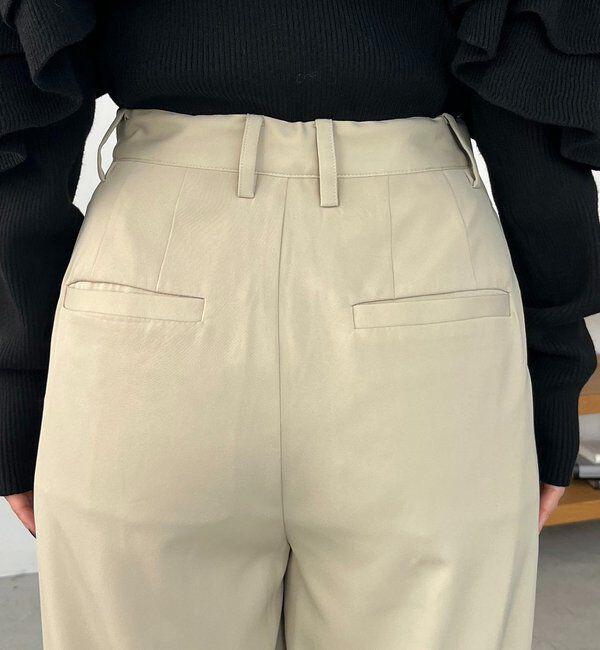  「【選べる4サイズ展開/全骨格細見え】すっきりスラックスワイドパンツ」|チノ|