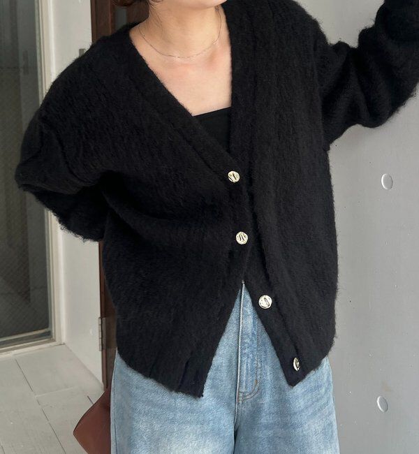  「ニュアンスボタンレイヤード風カーディガン」|カーディガン|