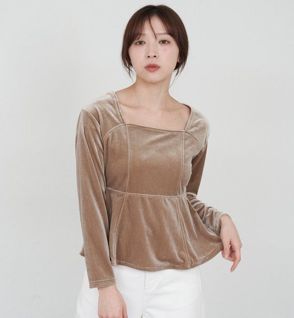  「ベロアペプラムプルオーバー」|Tシャツ・カットソー|