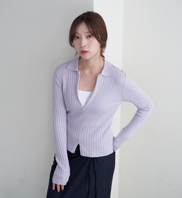  「ハーフジップリブニット」|ニット・セーター|