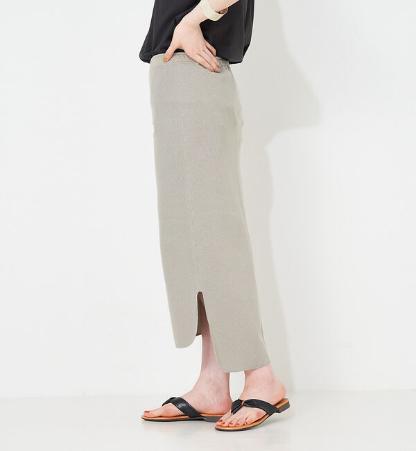 collex「サイドスリットIラインロングスカート」|スカート|セージグリーン