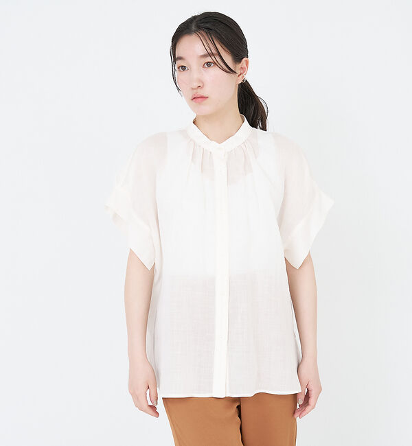 collex「【WEB限定】リネンギャザーブラウス」|シャツ・ブラウス|