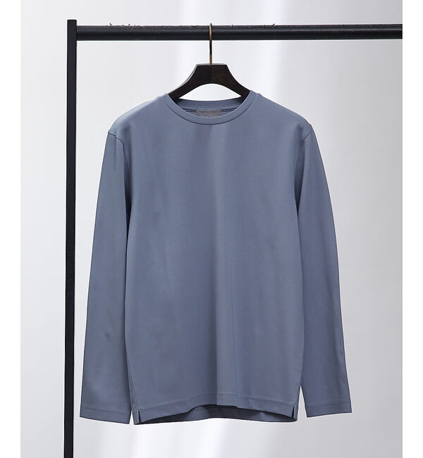 ABAHOUSE「【クルーネック】ポンチ 長袖 Tシャツ」|Tシャツ・カットソー|ブルーグレー