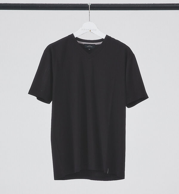 ABAHOUSE「【Vネック】ストレッチ ポンチ 半袖Tシャツ」|Tシャツ・カットソー|ブラック