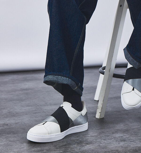 alfredoBANNISTER「【ELASTIC TRAINER】ベルトライン切替 スリッポン/スニーカー」|スニーカー|ホワイト