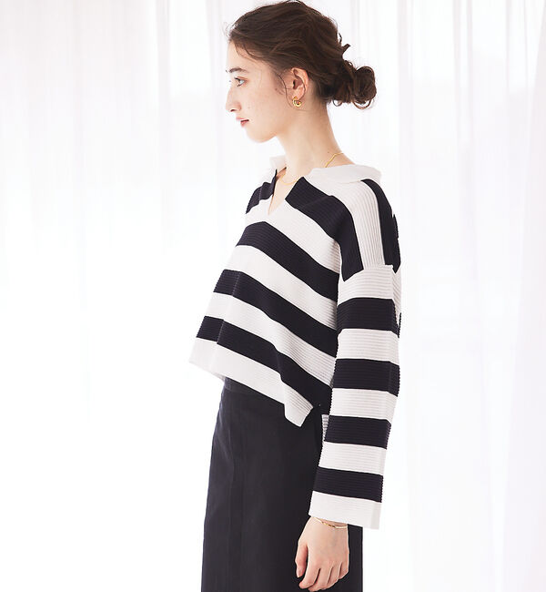 Rouge vif「リップルオープンカラーニット」|ニット・セーター|