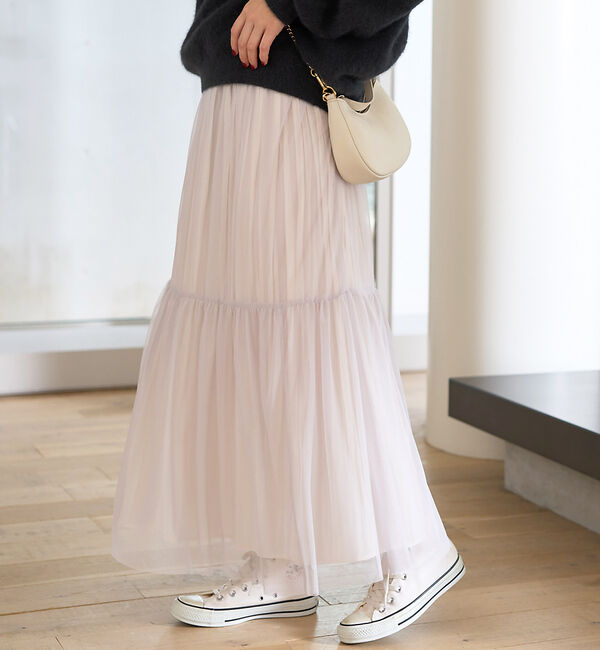 Rouge vif「リバーシブル２WAYチュールスカート」|スカート|ライトグレー