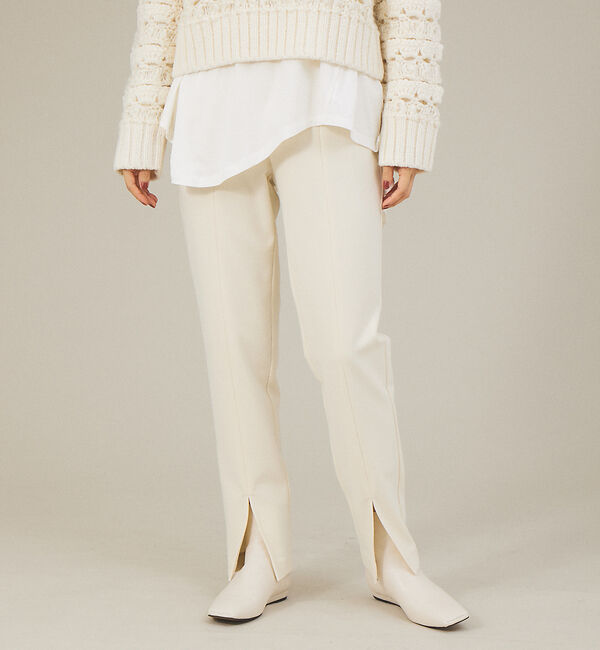 qualite「ウォームツイルスリムスリットパンツ」|その他|オフホワイト