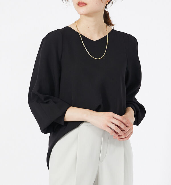 qualite「パフスリーブブラウス」|シャツ・ブラウス|ブラック