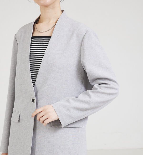 qualite「【セットアップ対応】クリスピーリネンジャケット」|ノーカラージャケット|