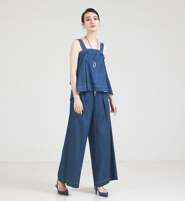 qualite「【セットップ対応】リヨセルデニムベアトップ」|Tシャツ・カットソー|