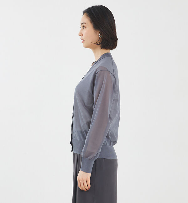 qualite「【アンサンブル対応】シアーコットンハイゲージカーデ」|カーディガン|