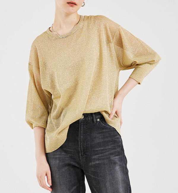 qualite「ラメシアーニットプルオーバー」|ニット・セーター|ゴールド