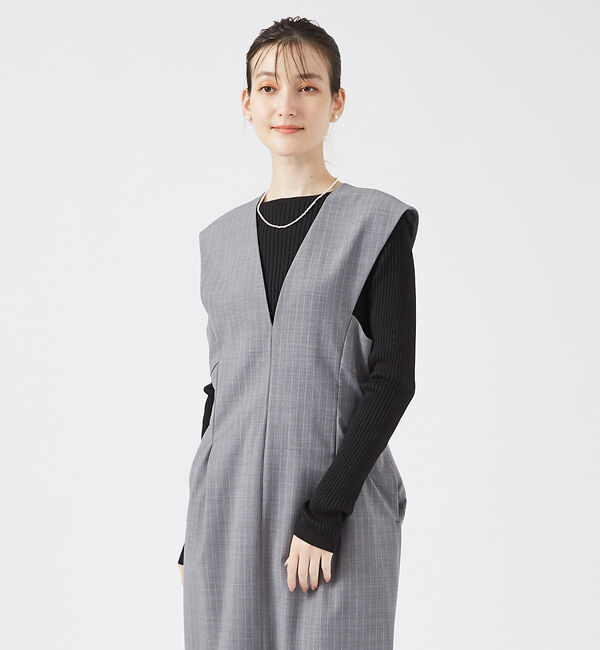 qualite「ウールトロVネックワンピース」|ワンピース|