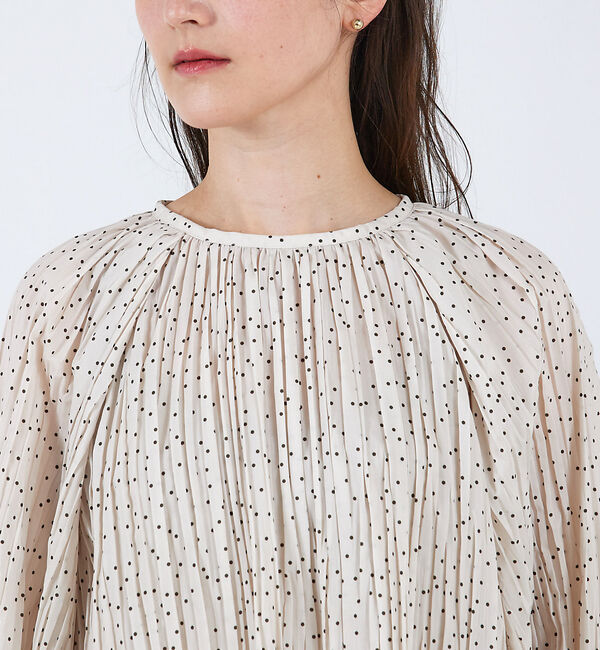 qualite「ドットプリーツブラウス」|シャツ・ブラウス|