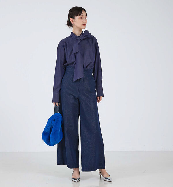 qualite「ワイドフレアーラメデニム」|デニム|