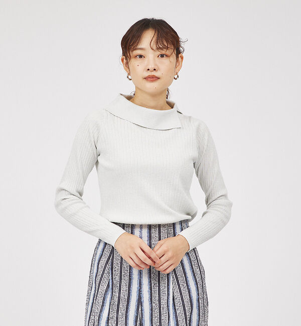 qualite「サイドスリットカラーリブニット」|ニット・セーター|