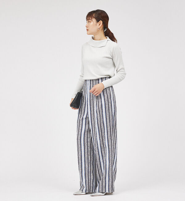 qualite「サイドスリットカラーリブニット」|ニット・セーター|