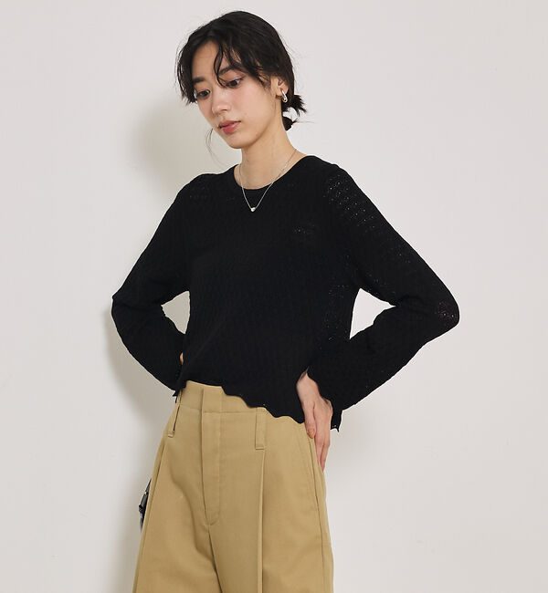 qualite「スカラップレースニット」|Tシャツ・カットソー|