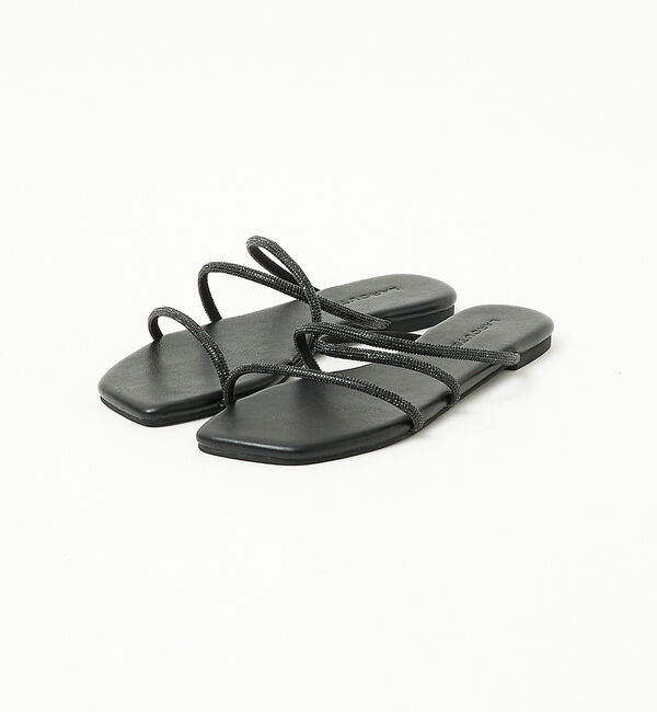 AU BANNISTER「【LAROUTE】グリッターコードフラットサンダル」|サンダル|ブラック