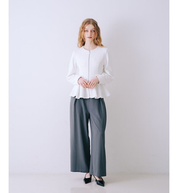 SELFIST「ペプラムカットツイードジャケット【予約】」|ノーカラージャケット|