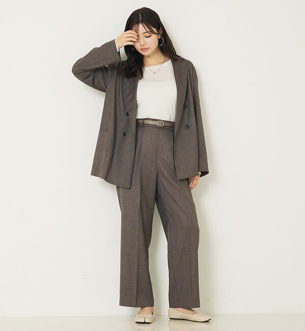 abahouse mavie「【セットアップ対応】グレンチェックセミワイドパンツ」|その他|