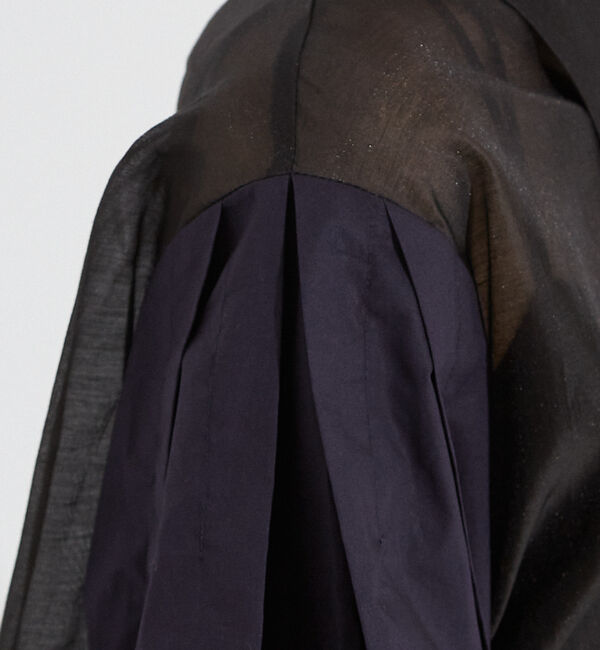 NOMINE「【セットアップ着用可】シアー コンビ5分袖 襟付きシャツ」|シャツ・ブラウス|