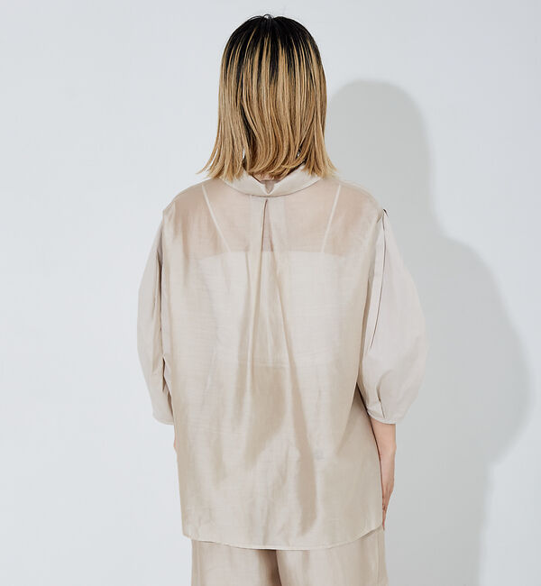 NOMINE「【セットアップ着用可】シアー コンビ5分袖 襟付きシャツ」|シャツ・ブラウス|