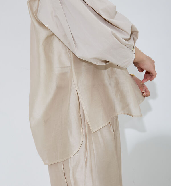 NOMINE「【セットアップ着用可】シアー コンビ5分袖 襟付きシャツ」|シャツ・ブラウス|