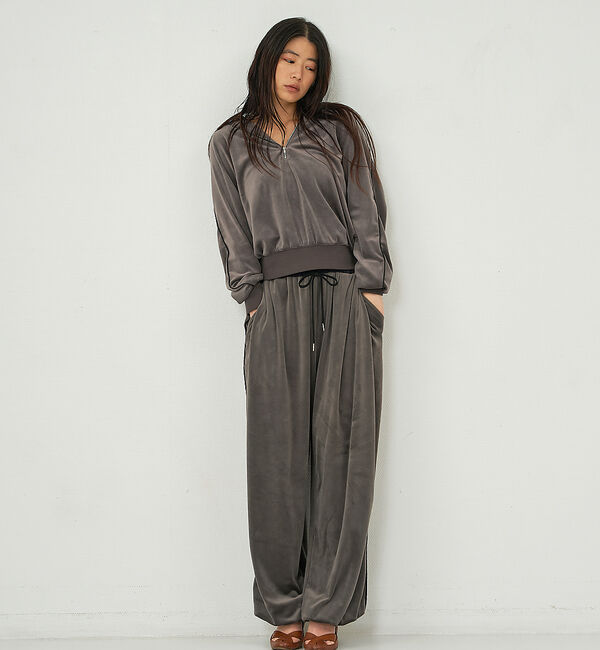 NOMINE「【セットアップ】ベロアハーフジップ フーディー パーカー」|パーカー|