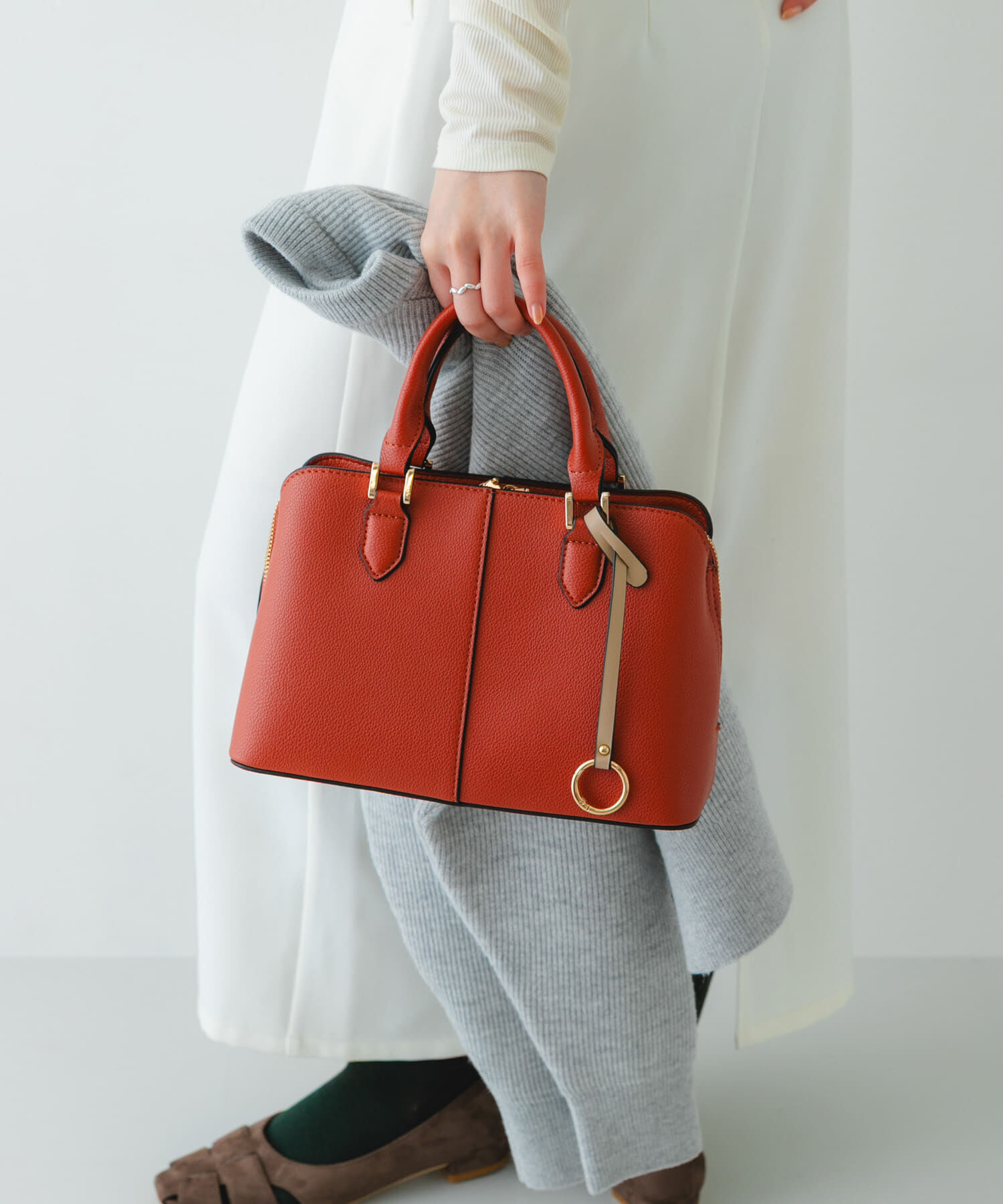 RODE SKO「センターステッチハンドバッグ」|ハンドバッグ|オレンジ