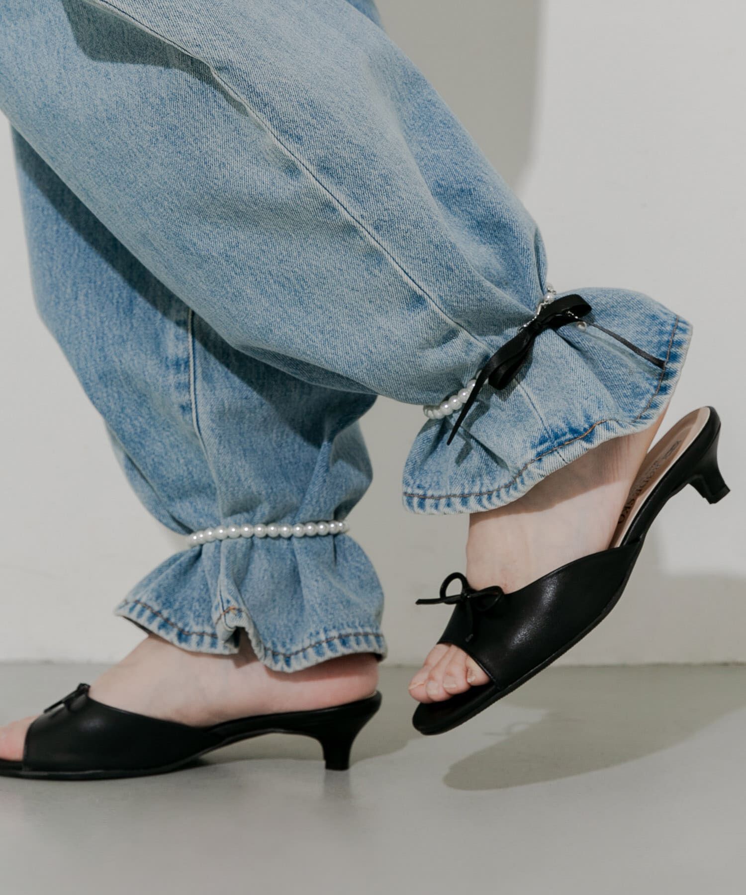 SMELLY「『WEB/一部店舗限定』パールリボンアンクレット」|アンクレット|ブラック