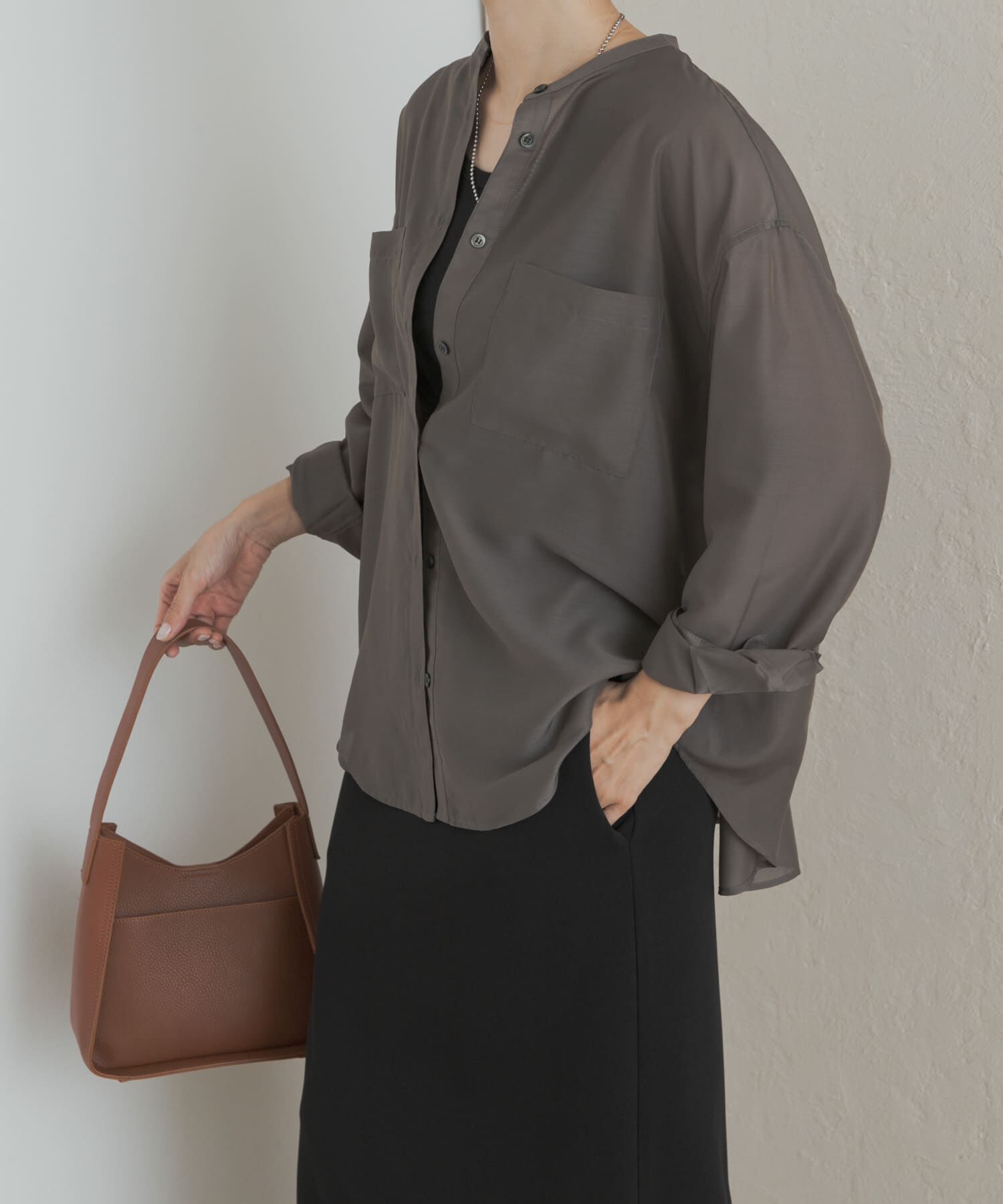 URBAN RESEARCH DOORS「シアーバンドカラーシャツ」|シャツ・ブラウス|