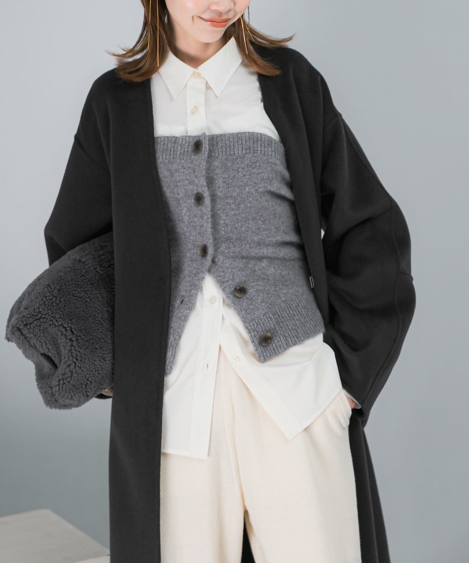 URBAN RESEARCH ROSSO「エアリーニットボタンデザインビスチェ」|ニット・セーター|グレー