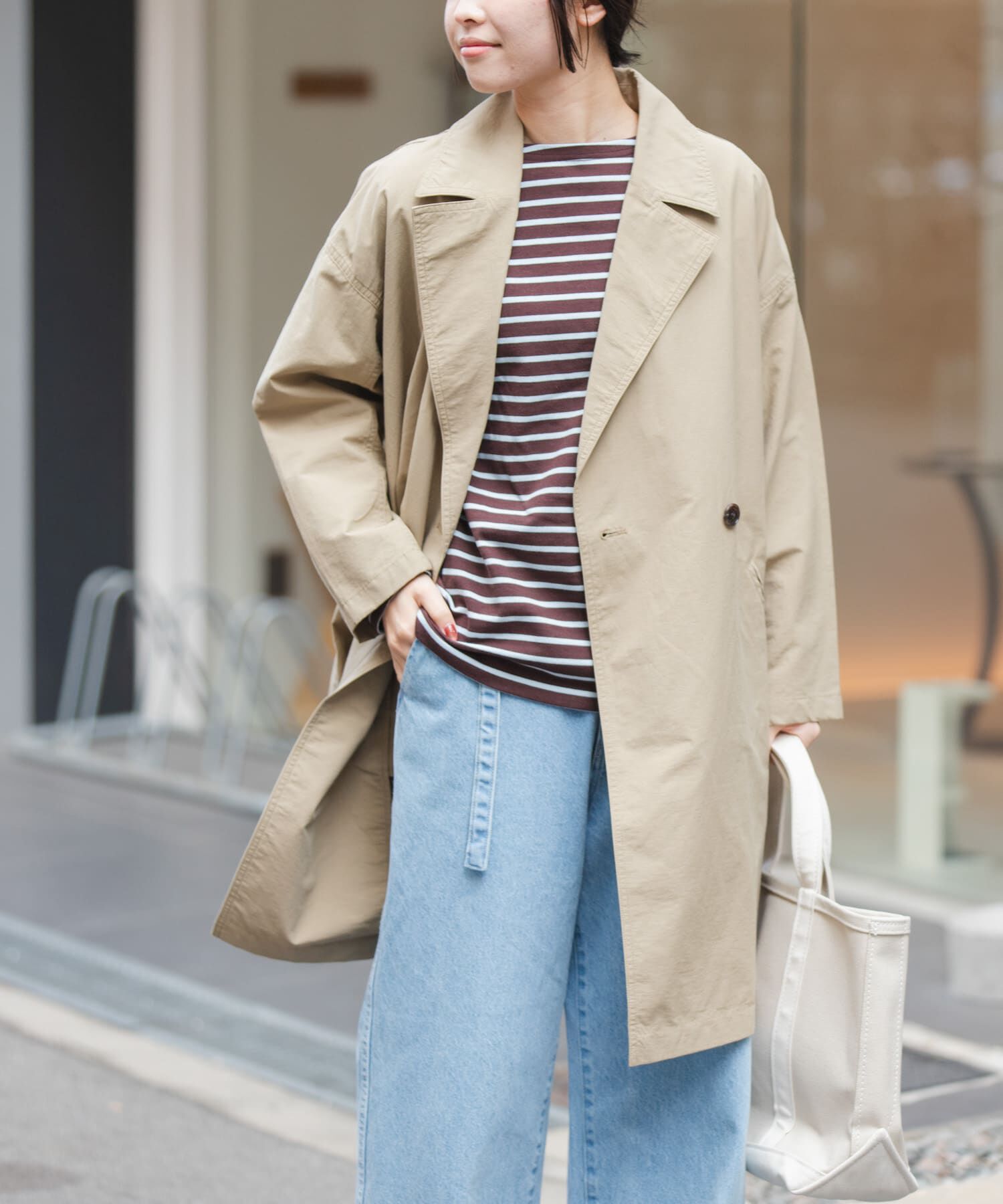 URBAN RESEARCH DOORS「FORK&SPOON　オーバーライトミドルコート」|ノーカラーコート|