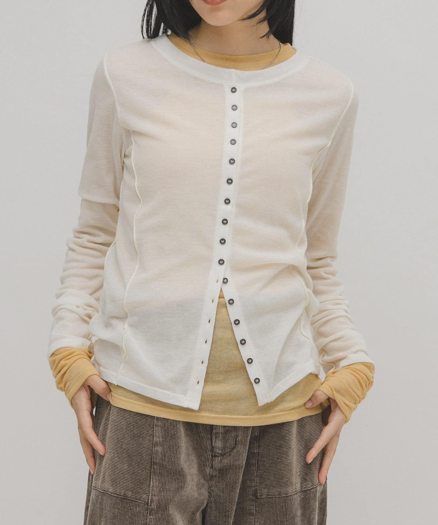  「バイカラーレイヤードカットソー」|Tシャツ・カットソー|ホワイト系その他