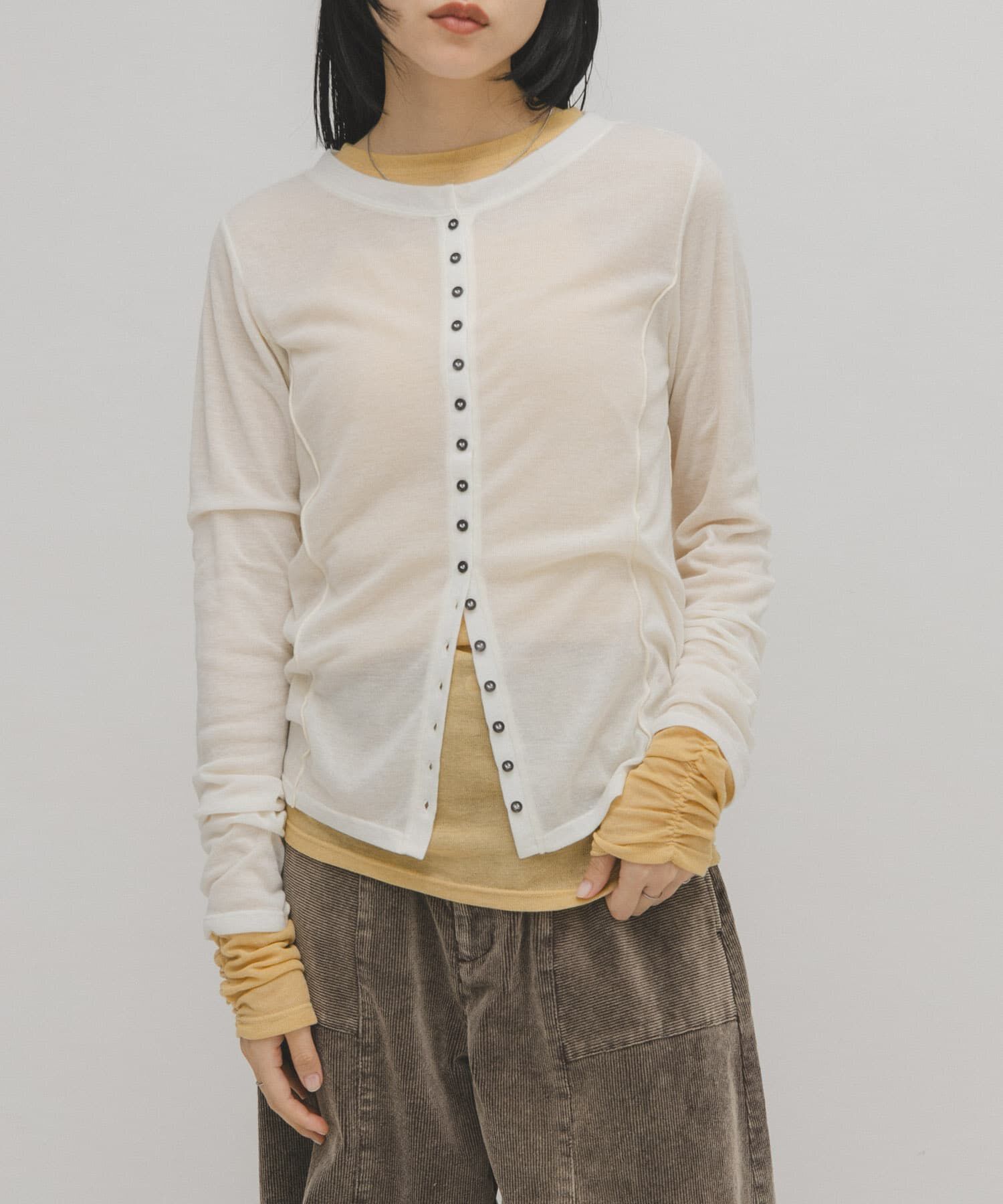  「バイカラーレイヤードカットソー」|Tシャツ・カットソー|