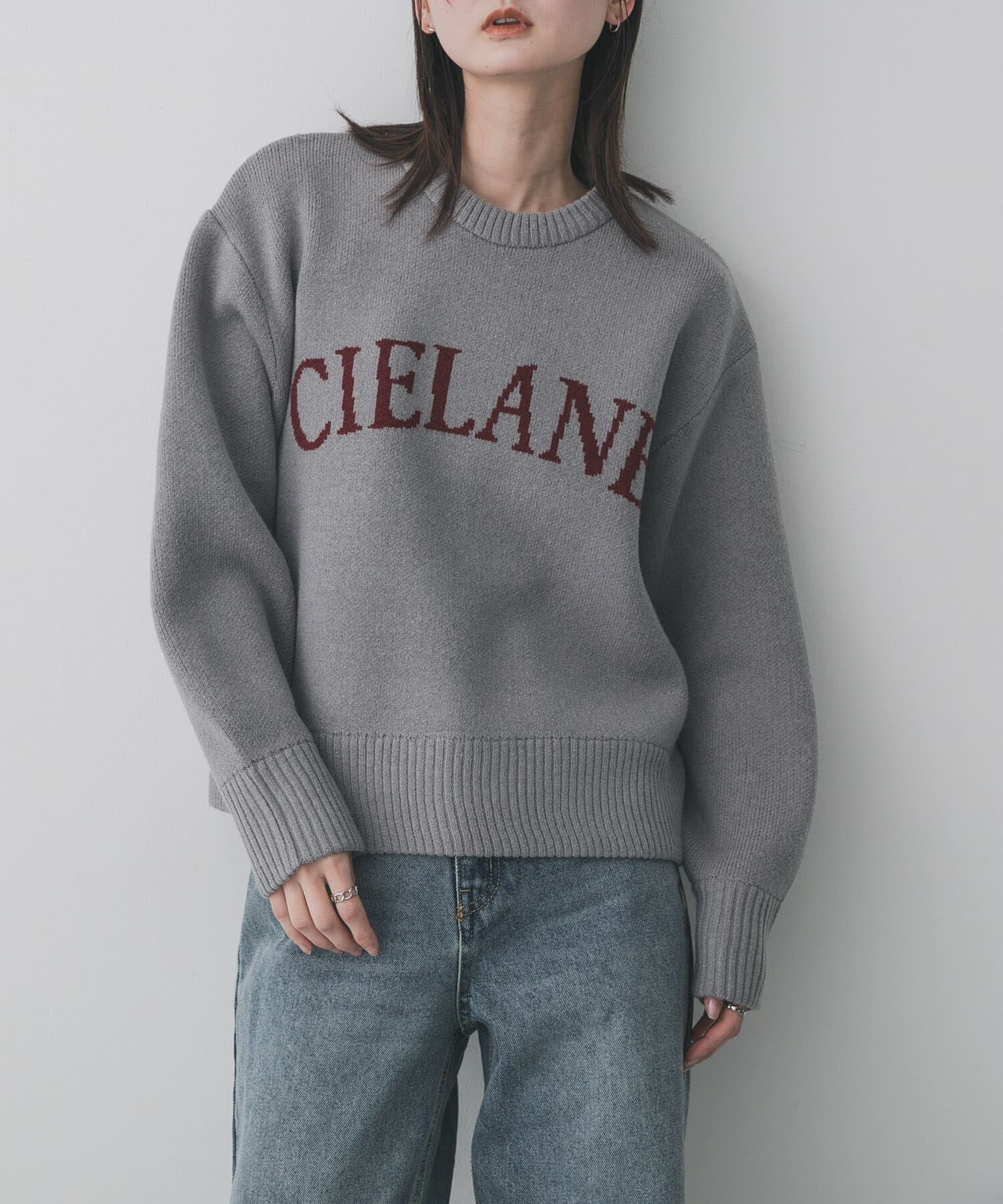 SENSE OF PLACE by URBAN RESEARCH「『洗濯可』ジャガードロゴニット」|ニット・セーター|グレー