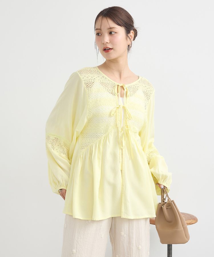 earth music&ecology「レーヨンレースデザインシャツ」|シャツ・ブラウス|