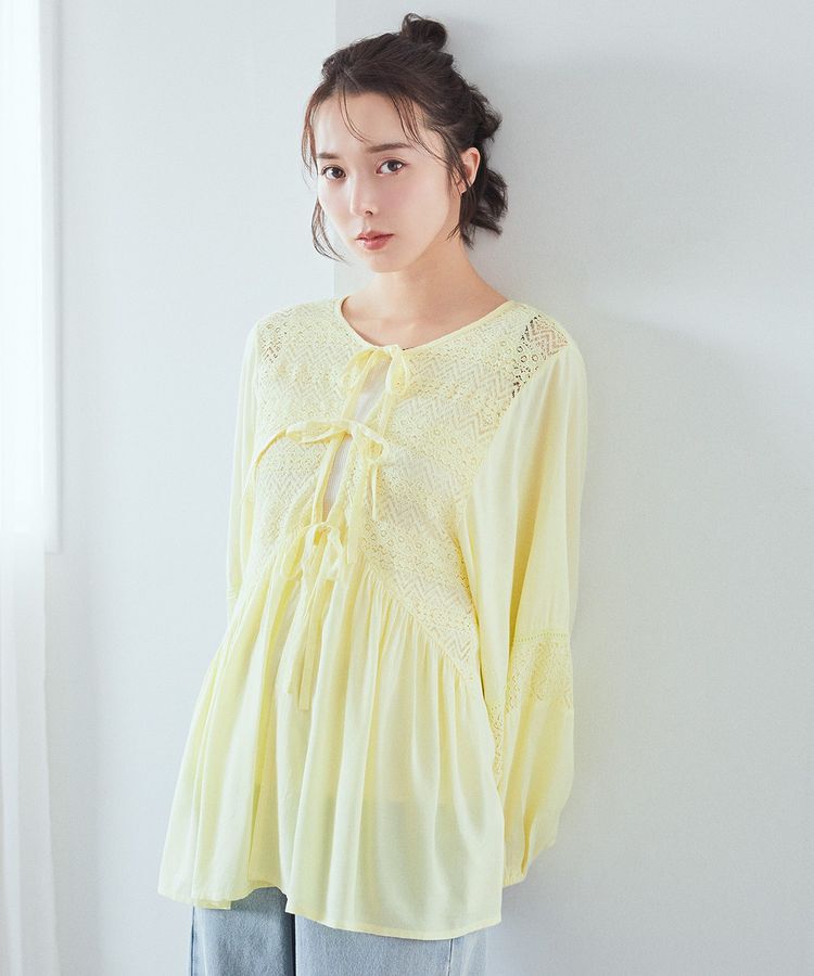 earth music&ecology「レーヨンレースデザインシャツ」|シャツ・ブラウス|