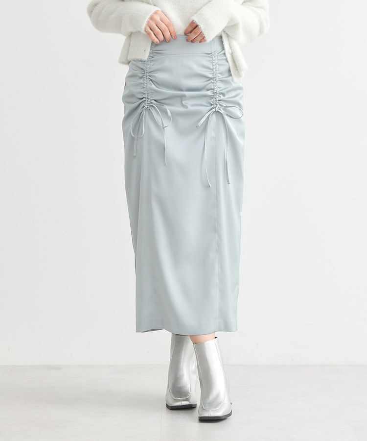 earth music&ecology「フロントドロストリボンナロースカート」|タイト|