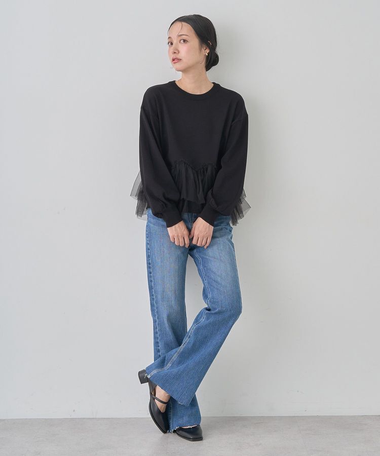 earth music&ecology「セルフカットフレアデニムパンツ」|デニム|