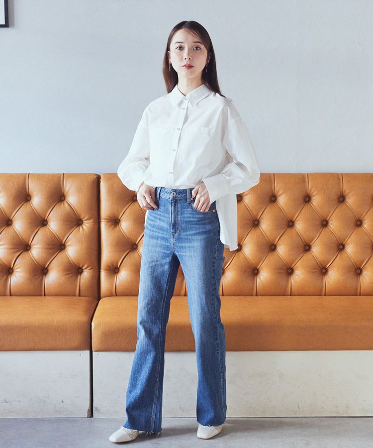 earth music&ecology「セルフカットフレアデニムパンツ」|デニム|