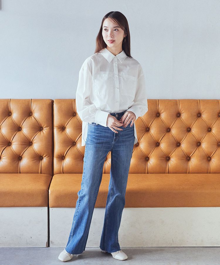 earth music&ecology「セルフカットフレアデニムパンツ」|デニム|