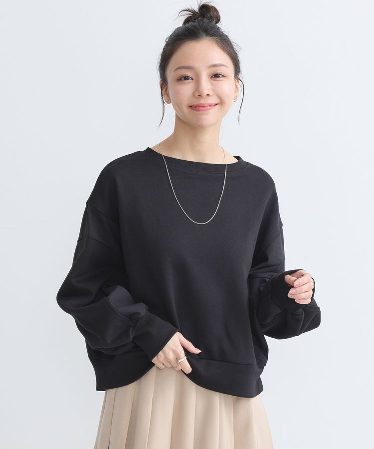 earth music&ecology「異素材ドッキングスウェット」|スウェット・ジャージ|Black