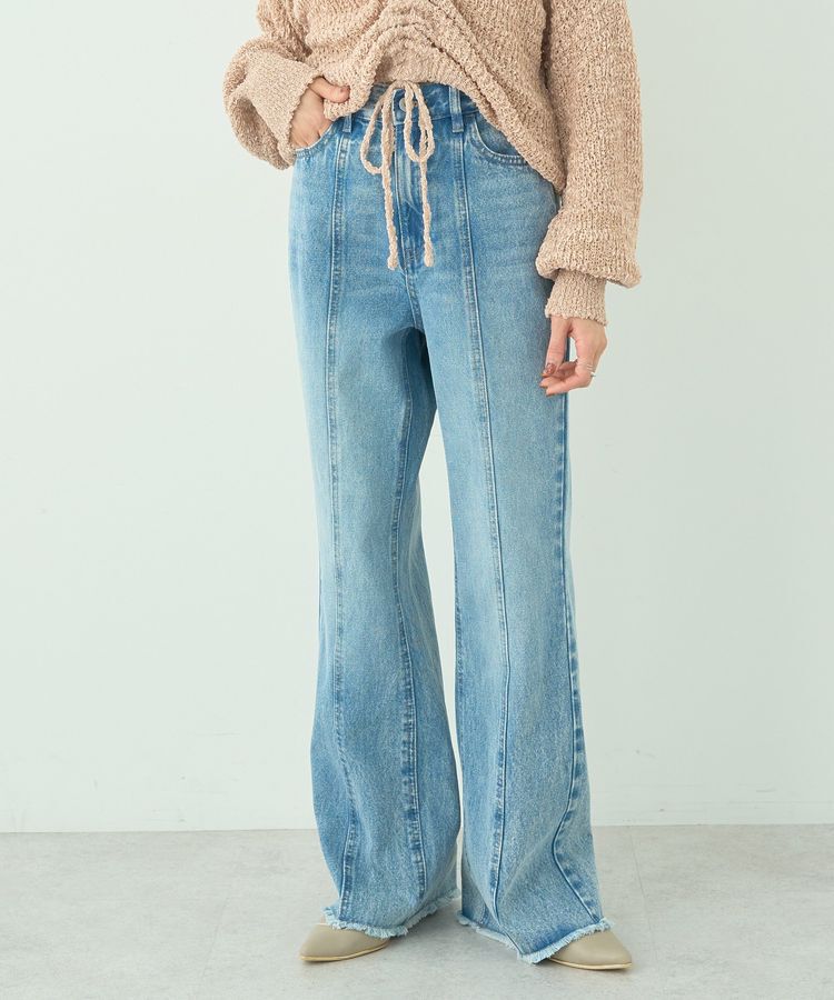 earth music&ecology「フロントシームセミフレアデニムパンツ」|デニム|