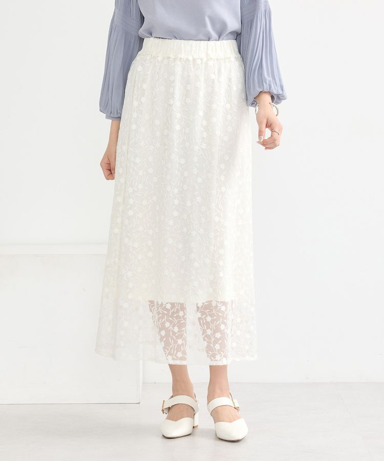 earth music&ecology「シアーレースレイヤードスカート」|スカート|