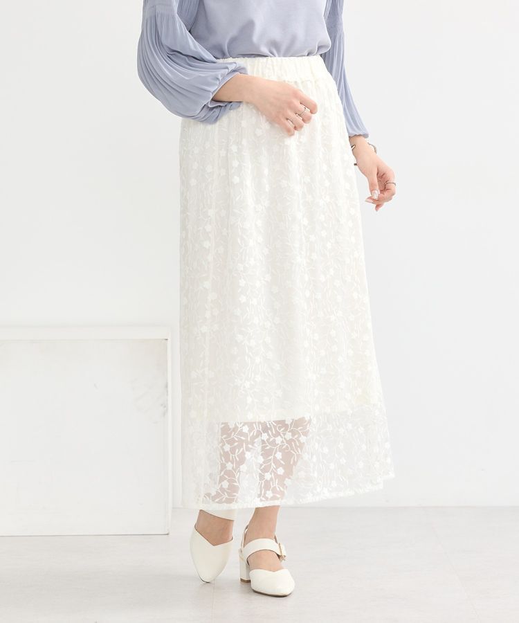 earth music&ecology「シアーレースレイヤードスカート」|スカート|